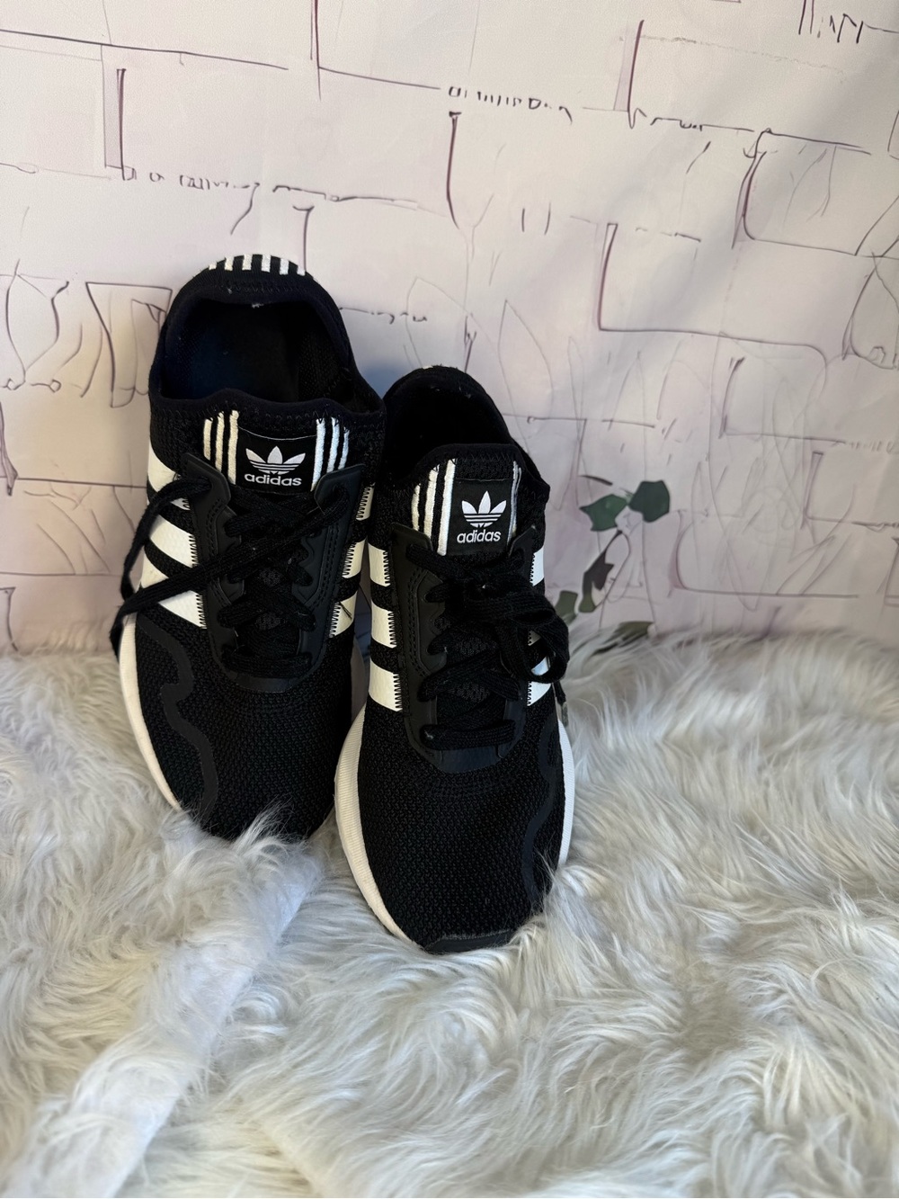 adidas Kids Black and White Athletic Sneakers